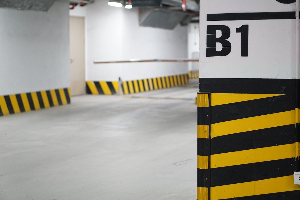 Parking garage level at a shopping center